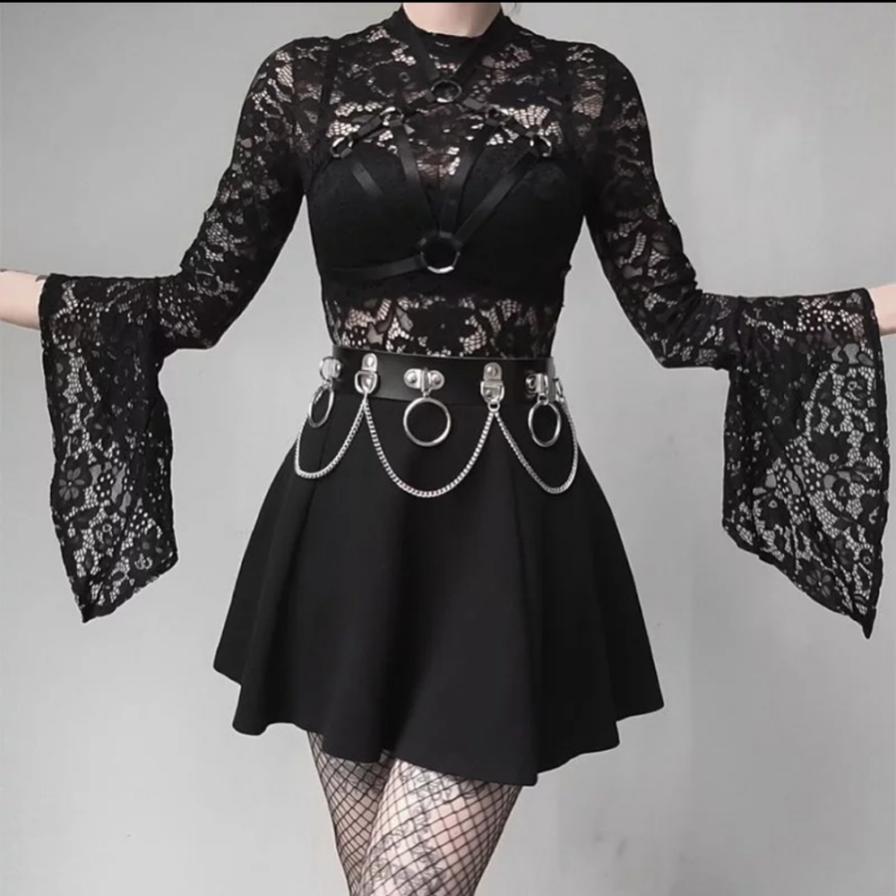 Black Floral Lace Bodysuit - Picture 4 of 8